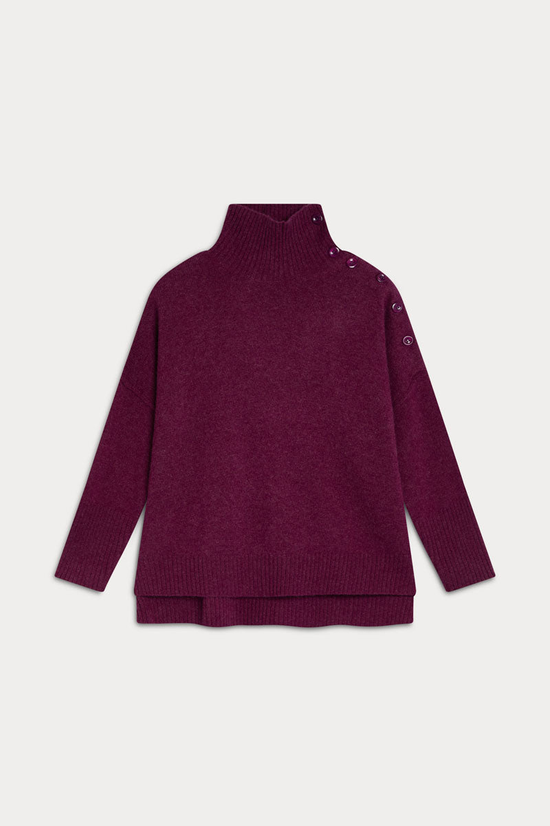 High Neck Buttoned Jersey