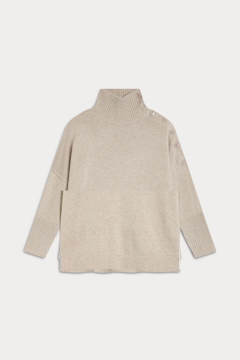 High Neck Buttoned Jersey