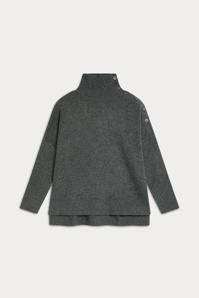 High Neck Buttoned Jersey