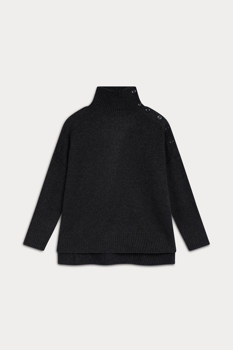 High Neck Buttoned Jersey
