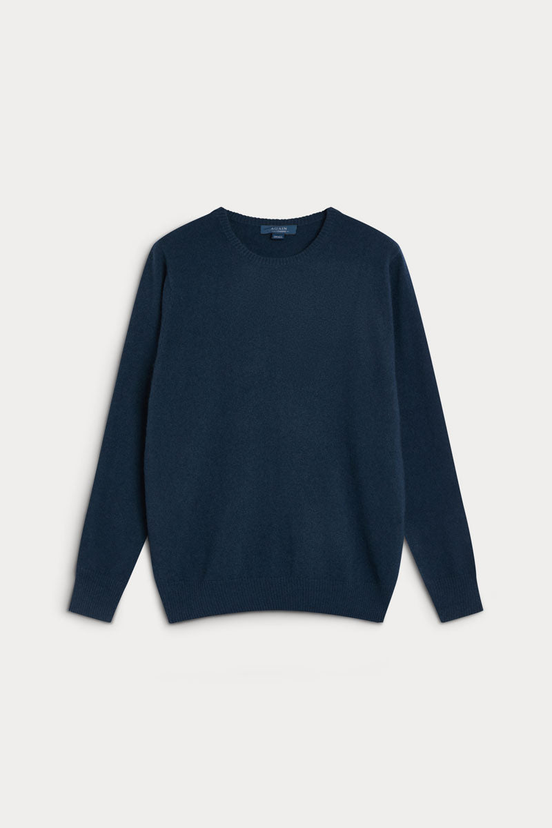 jersey cuello redondo cashmere hombre azul noche