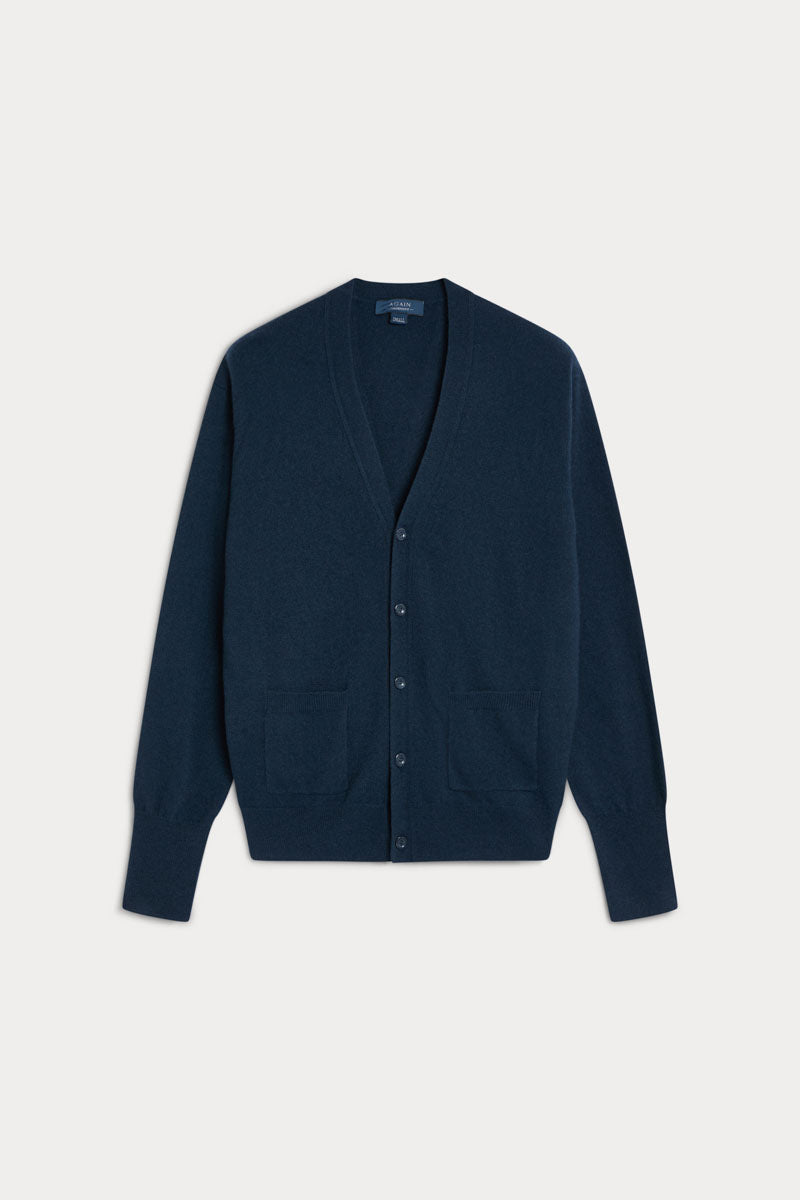 cardigan cashmere hombre azul
