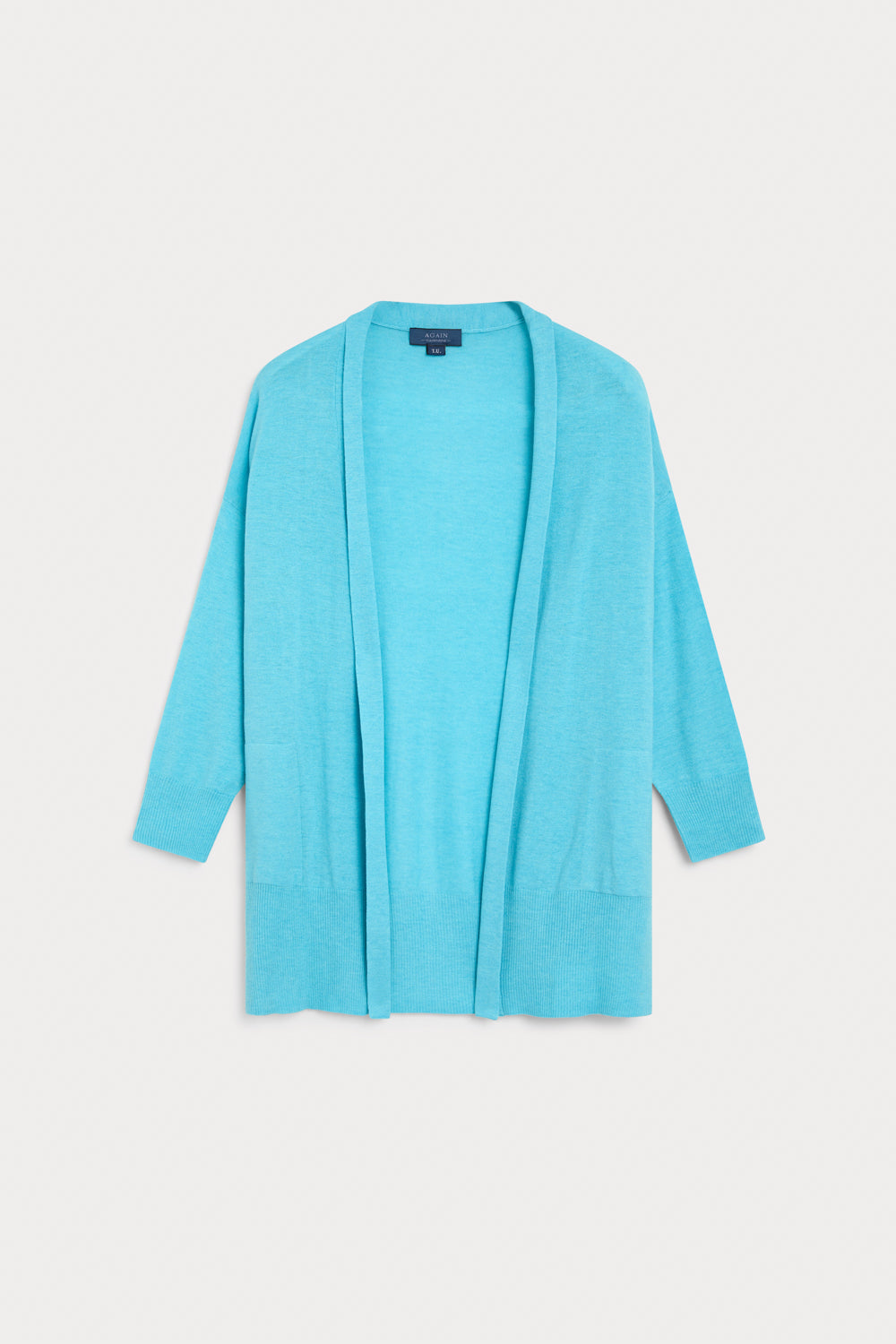 Cardigan larga cashmere seda celeste