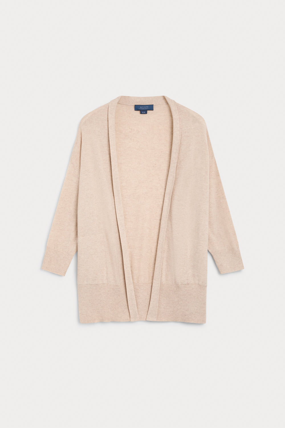 Cardigan larga cashmere seda beige