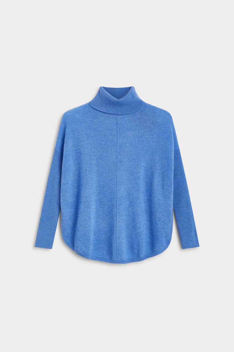 Jersey Cuello Vuelto Oversize 100% Cashmere azul claro. AGAIN Cashmere.