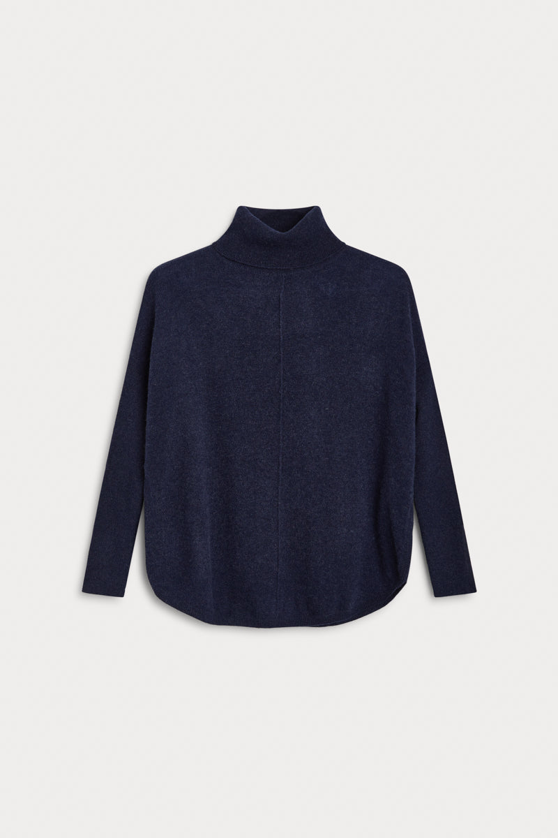 Jersey Cuello Vuelto Oversize Cashmere azul marino. 100% Cashmere. AGAIN Cashmere.