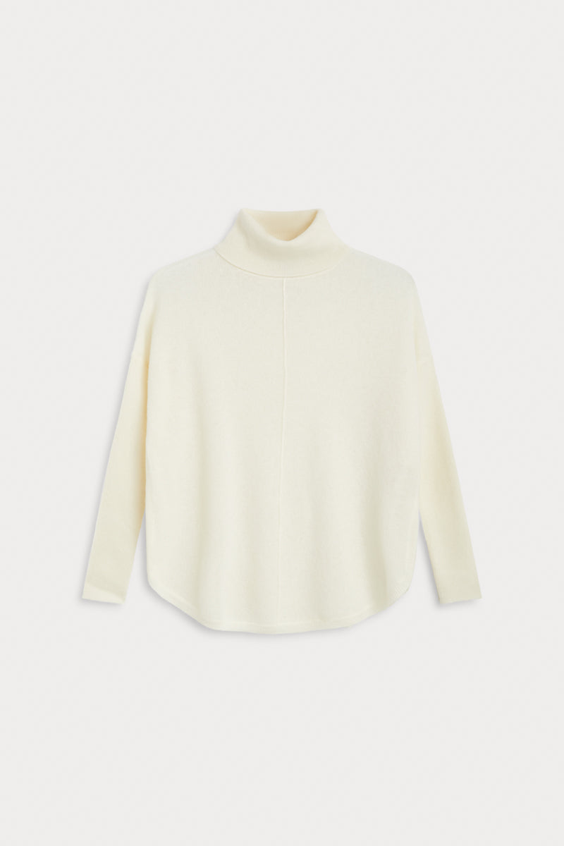 Jersey Cuello Vuelto Oversize blanco 100% Cashmere. AGAIN Cashmere.