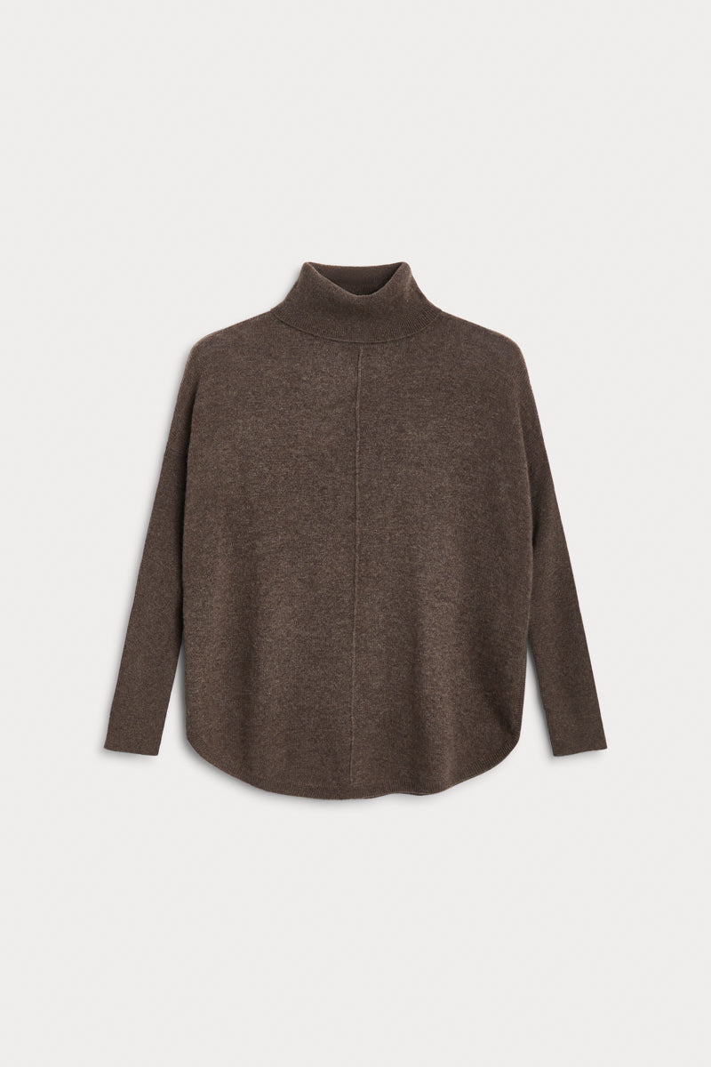 Jersey Cuello Vuelto Oversize marron 100% Cashmere. AGAIN Cashmere.