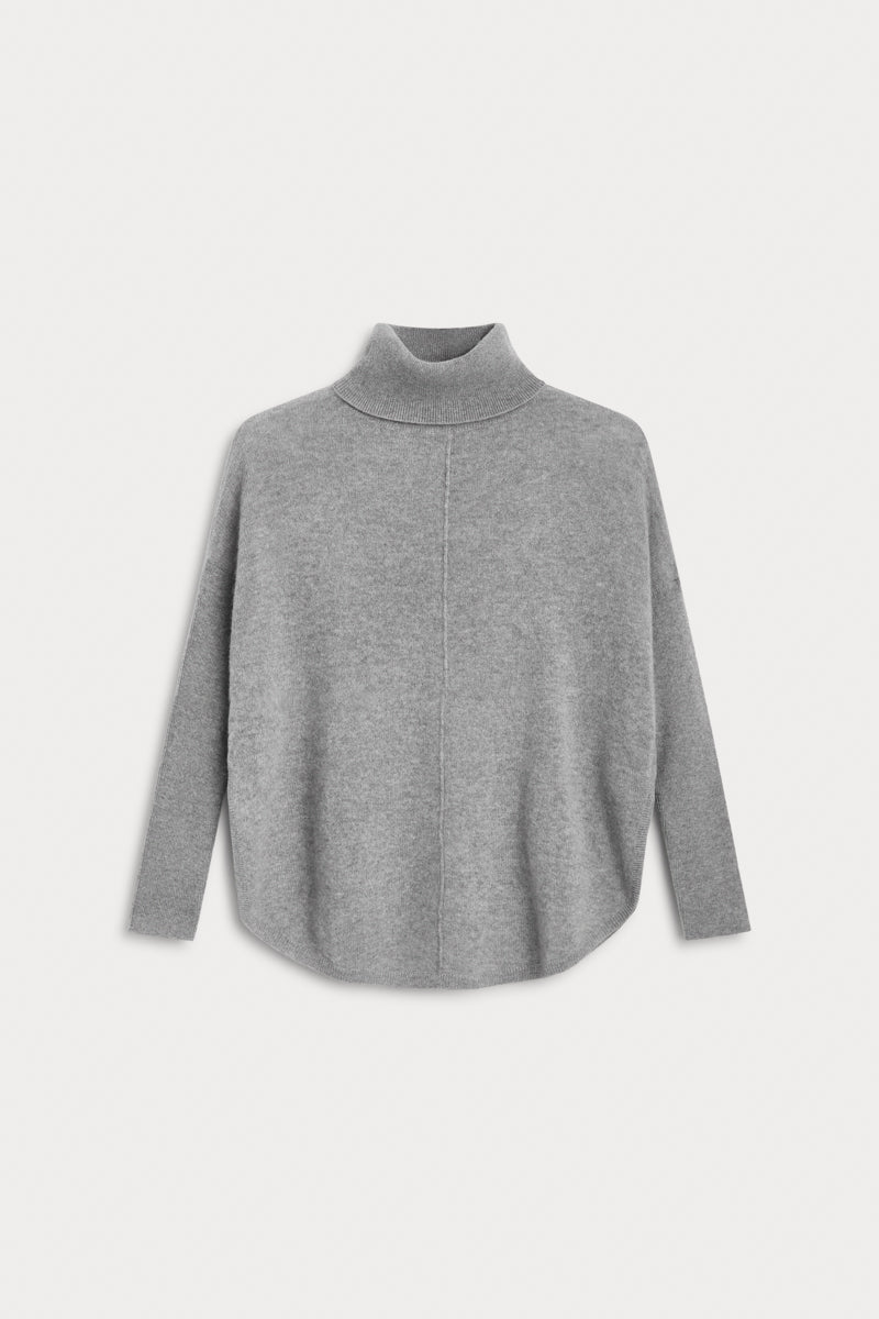 Jersey Cuello Vuelto Oversize Cashmere piedra 100% cashmere. AGAIN Cashmere.