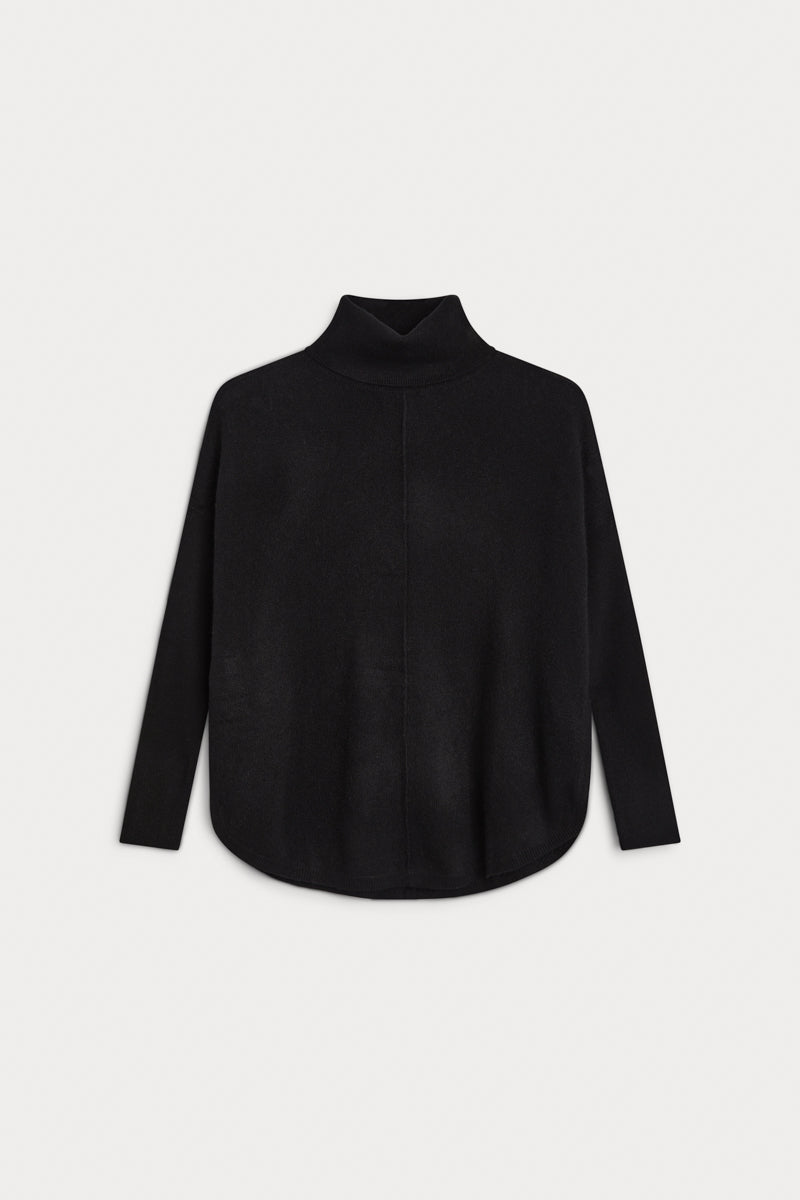 Jersey Cuello Vuelto Oversize Cashmere negro 100% cashmere. AGAIN Cashmere.