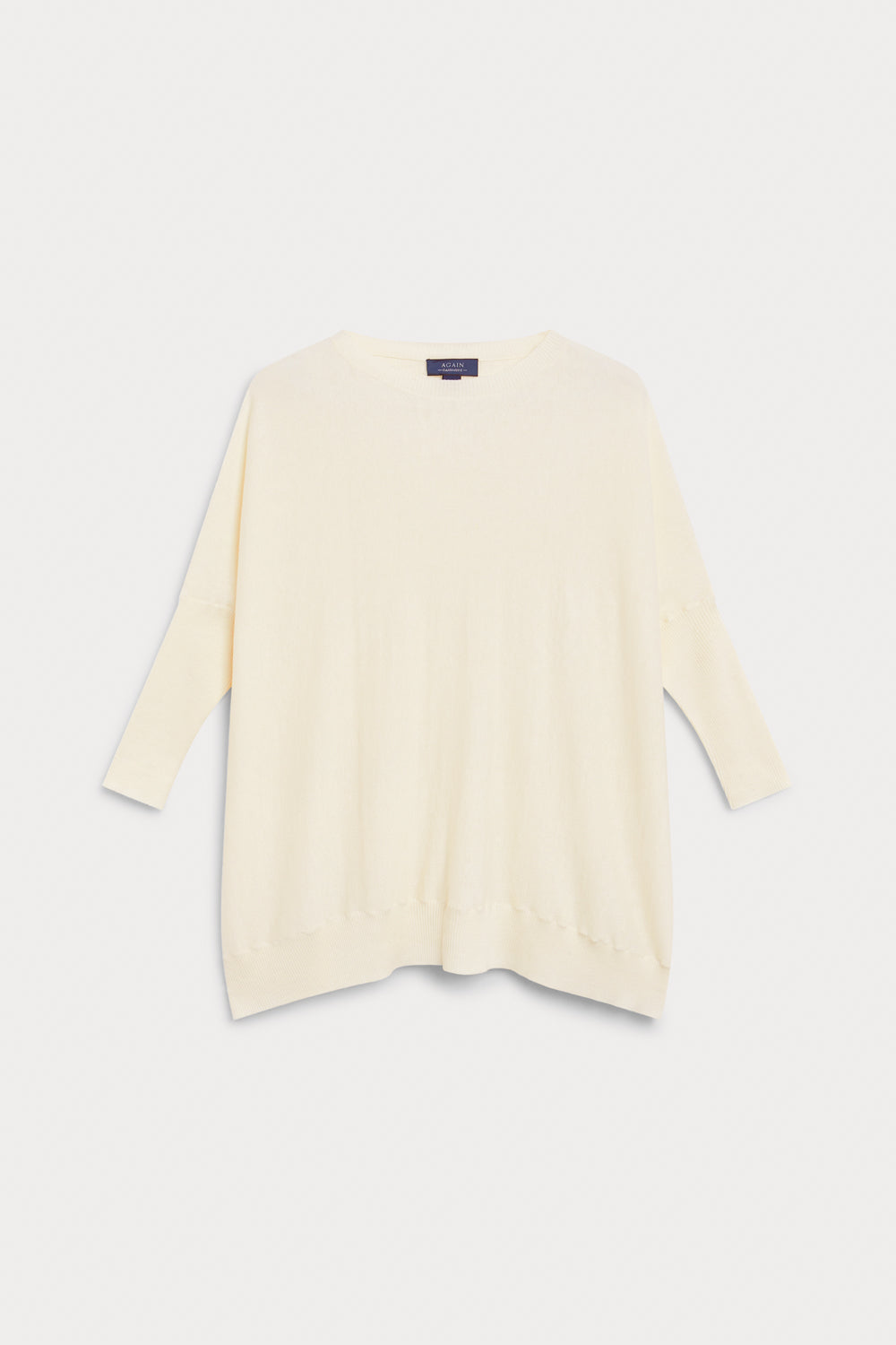 Poncho Cuello Redondo Cashmere Seda Blanco