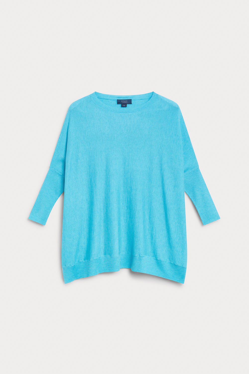 Poncho Cuello Redondo Cashmere Seda Azul Claro