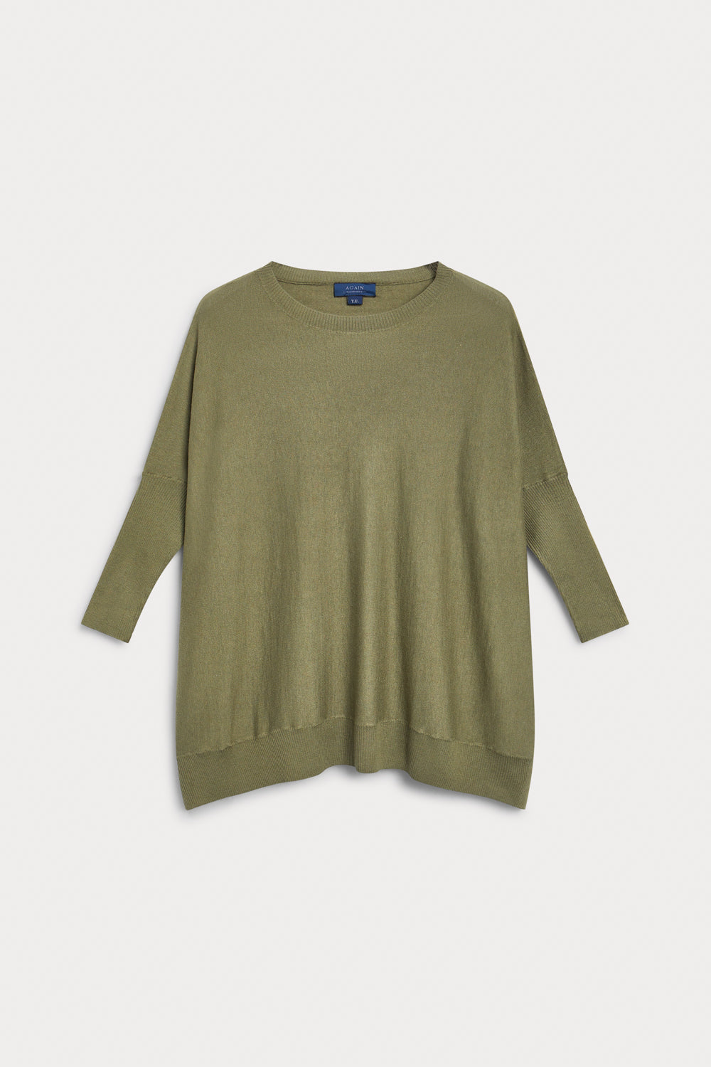 Poncho Cuello Redondo Cashmere Seda  Verde Oliva