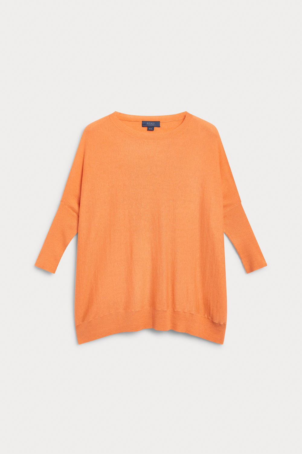 Poncho Cuello Redondo Cashmere Seda Naranja