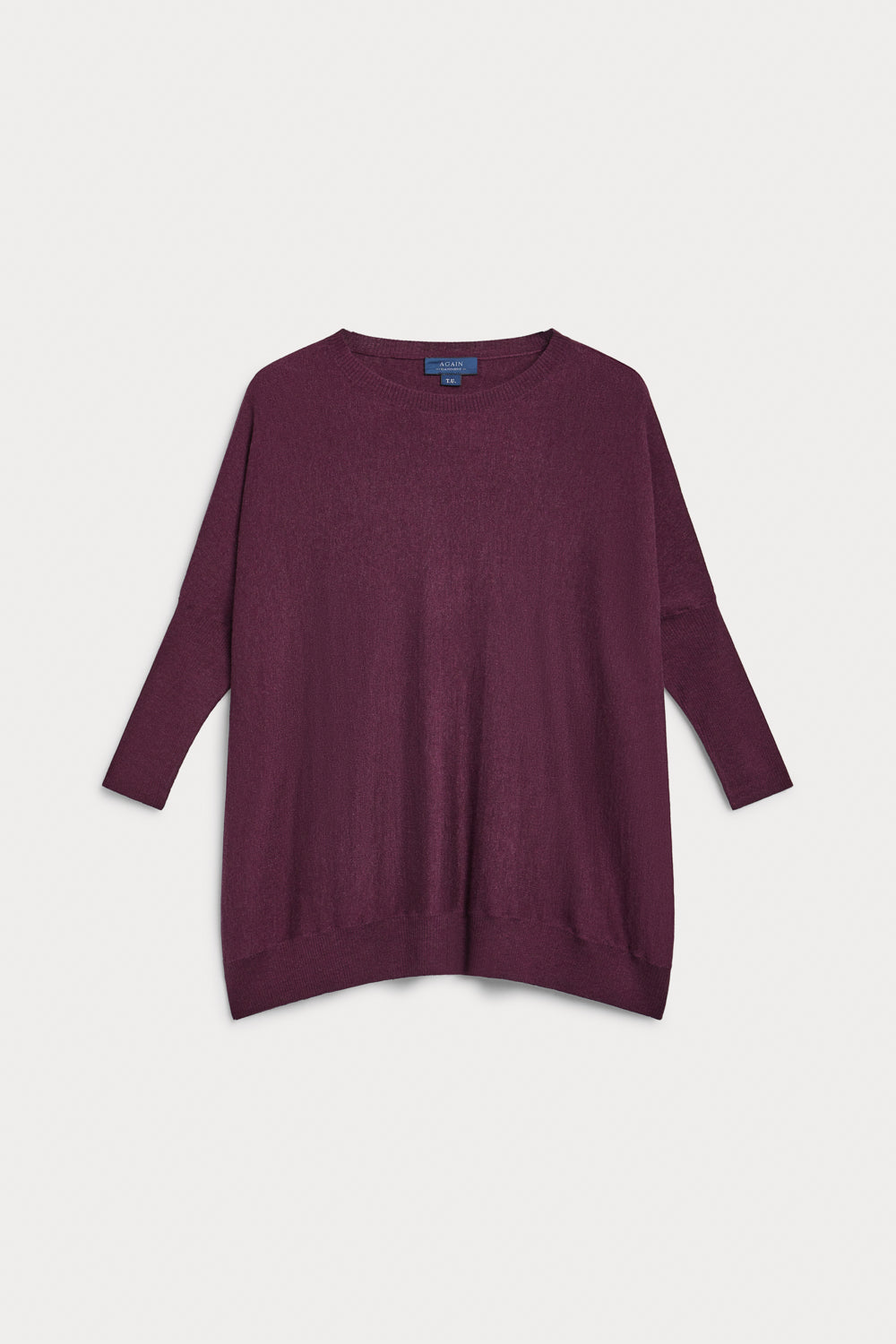 Poncho Cuello Redondo Cashmere Seda Vino