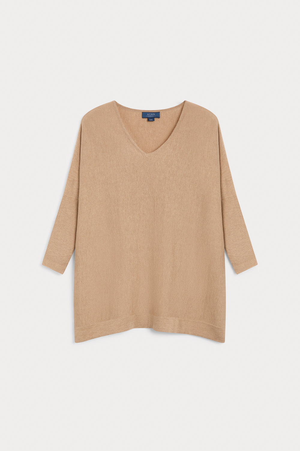 Poncho Pico Cashmere Seda color camel