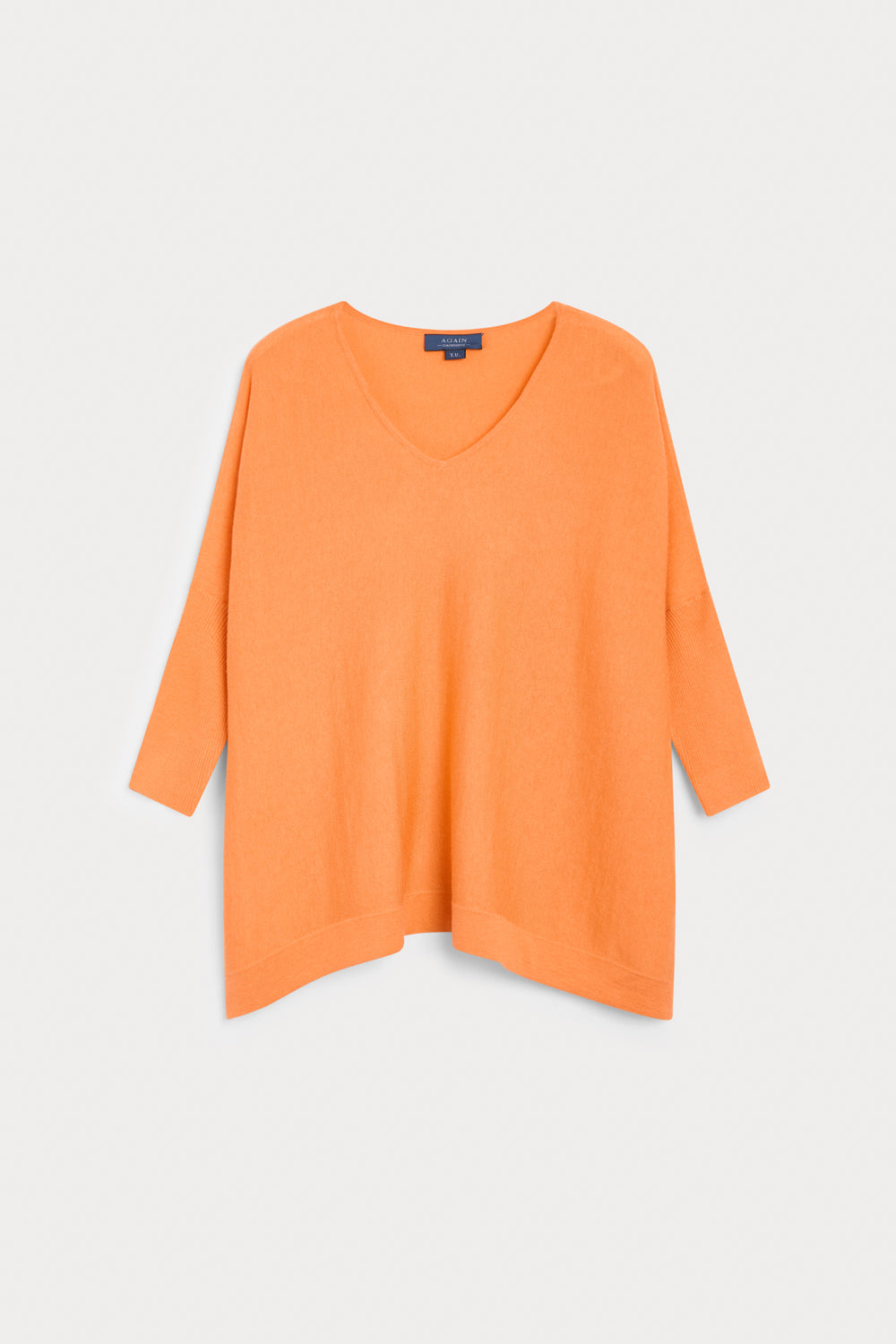 Poncho Pico Cashmere Seda color naranja