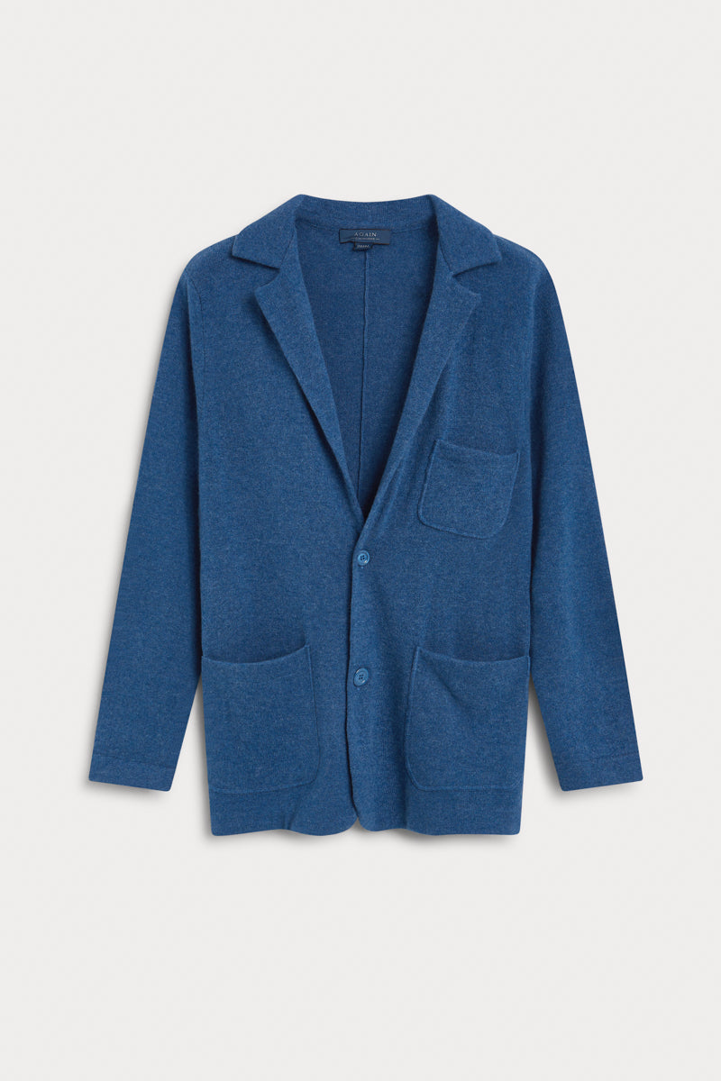 Blazer azul medio de hombre 100% cashmere. AGAIN Cashmere