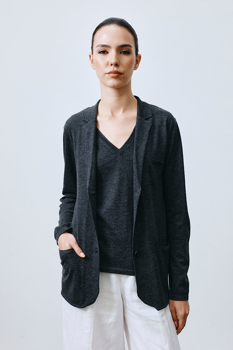 blazer de cashmere ultrafino y seda de mujer