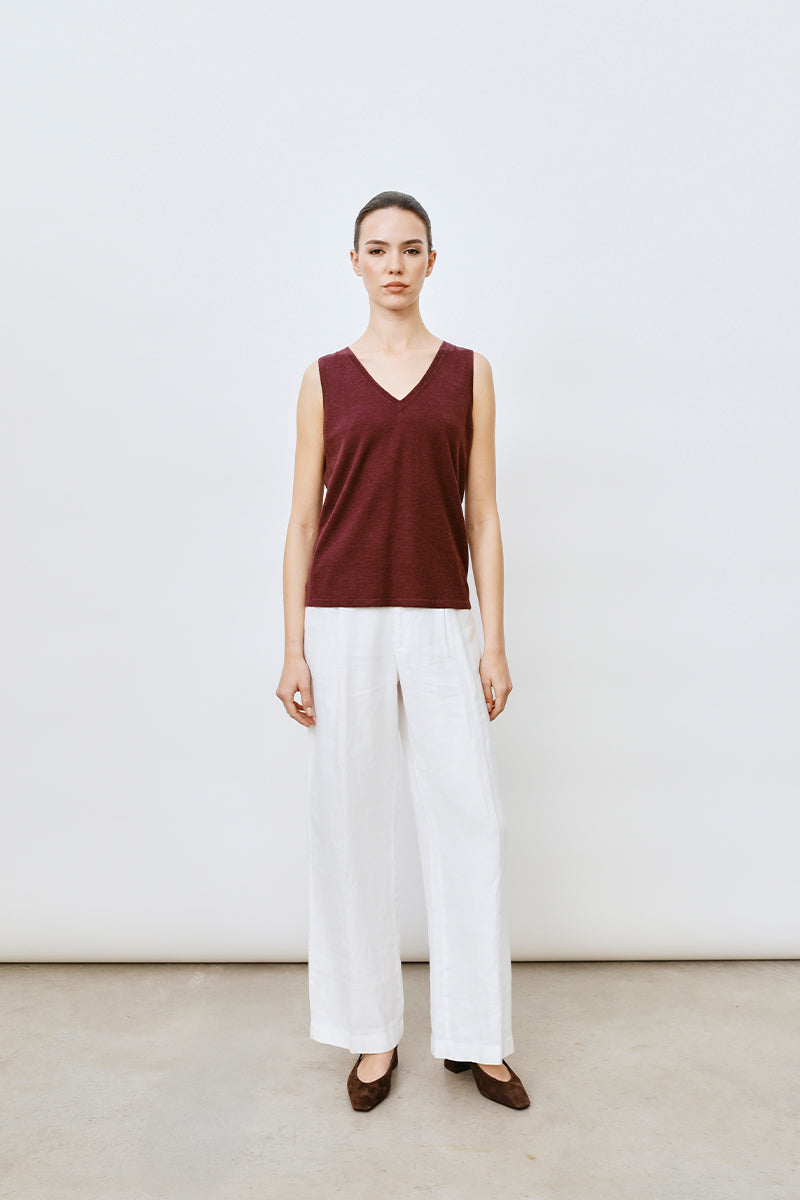 Camiseta sin mangas cashmere y seda ultrafina mujer