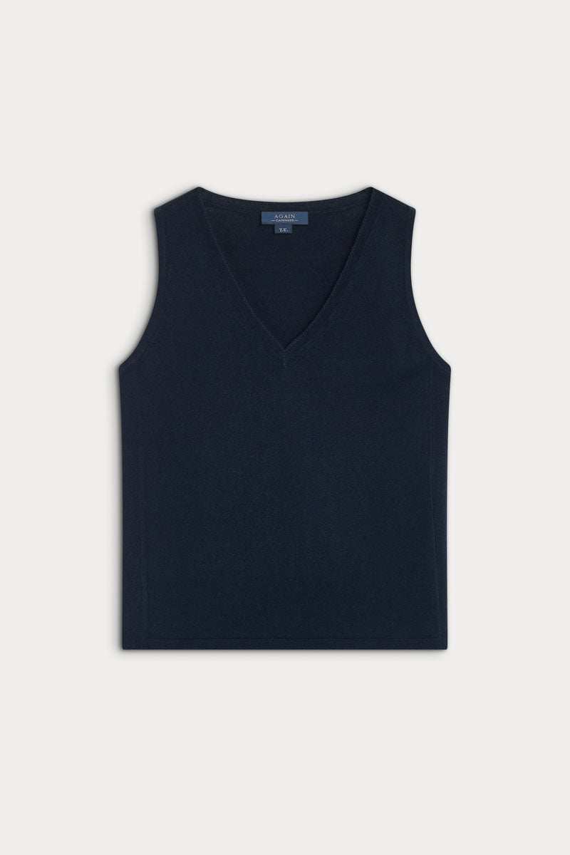 Camiseta sin mangas cashmere y seda ultrafino de verano