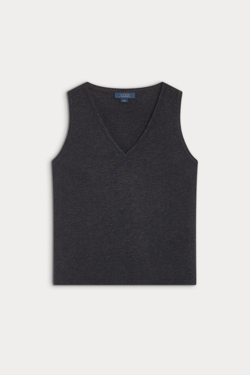 Camiseta sin mangas cashmere y seda ultrafino de verano