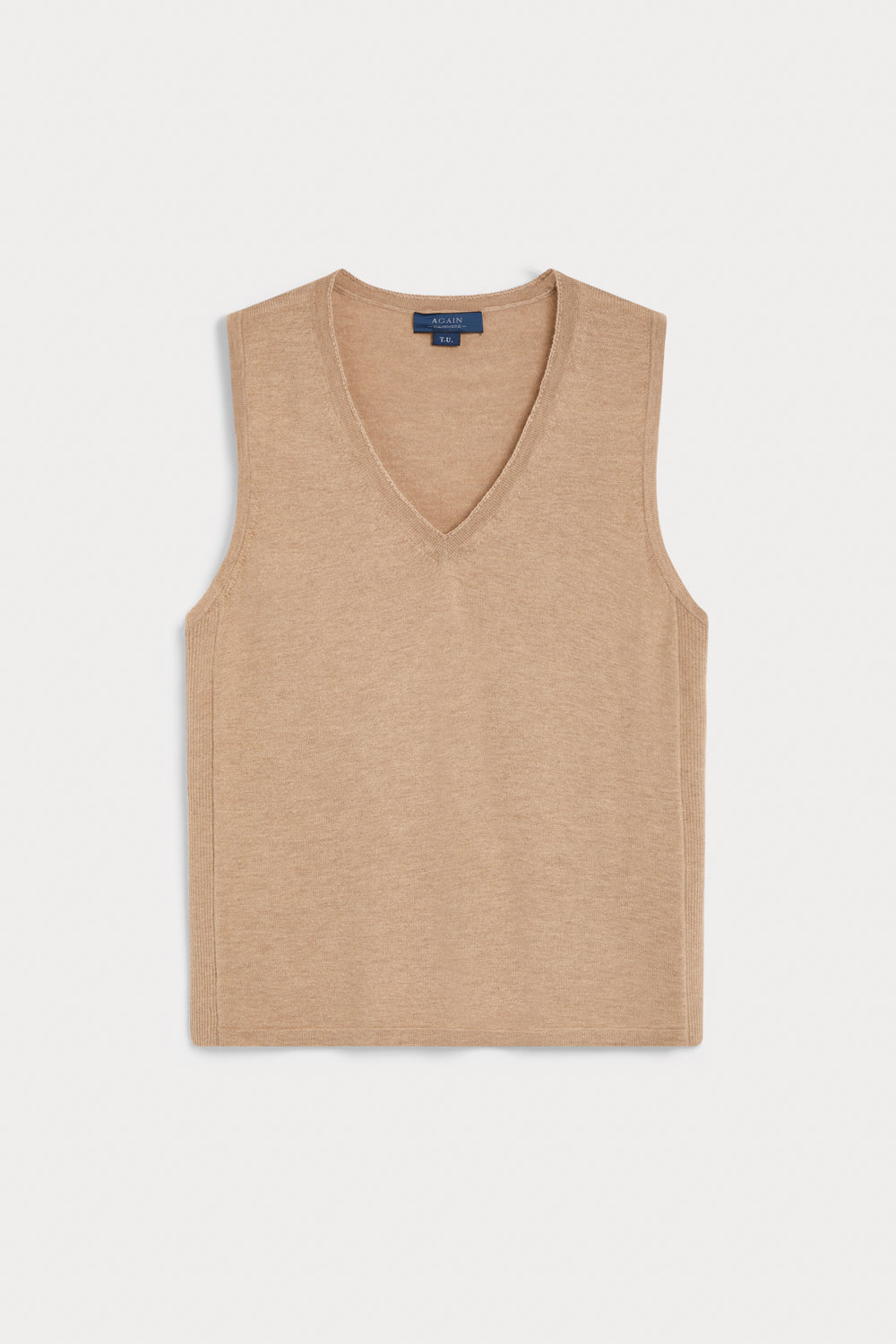 camiseta manga corta cashmere seda camel