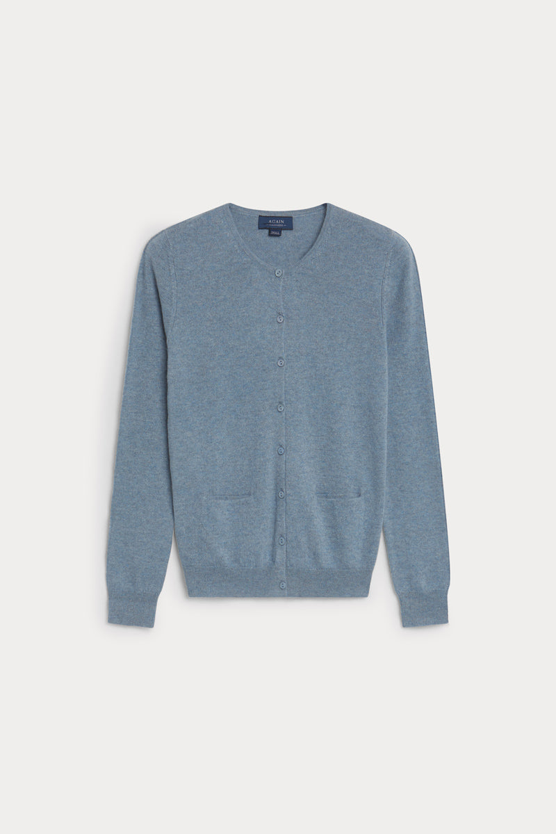cardigan basica cashmere mujer baby blue