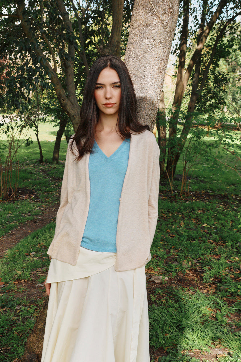 cardigan cashmere seda ultrafino de verano mujer