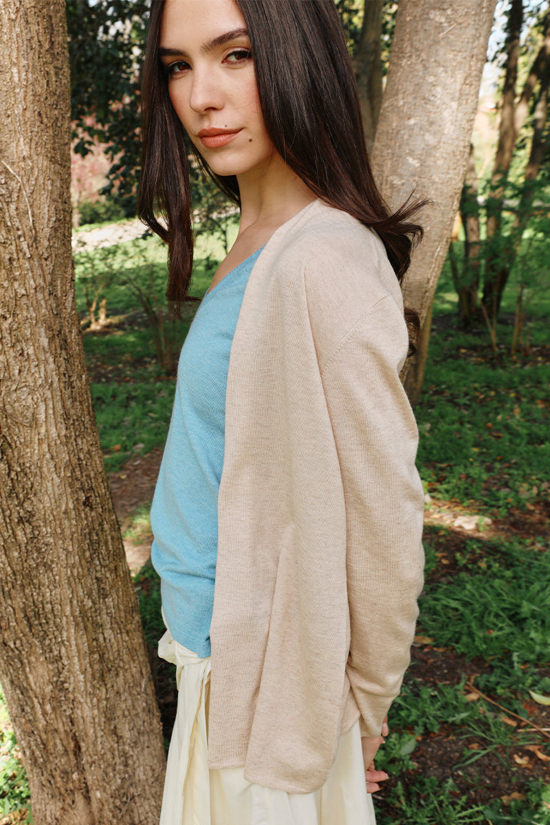 cardigan cashmere seda ultrafino de verano mujer