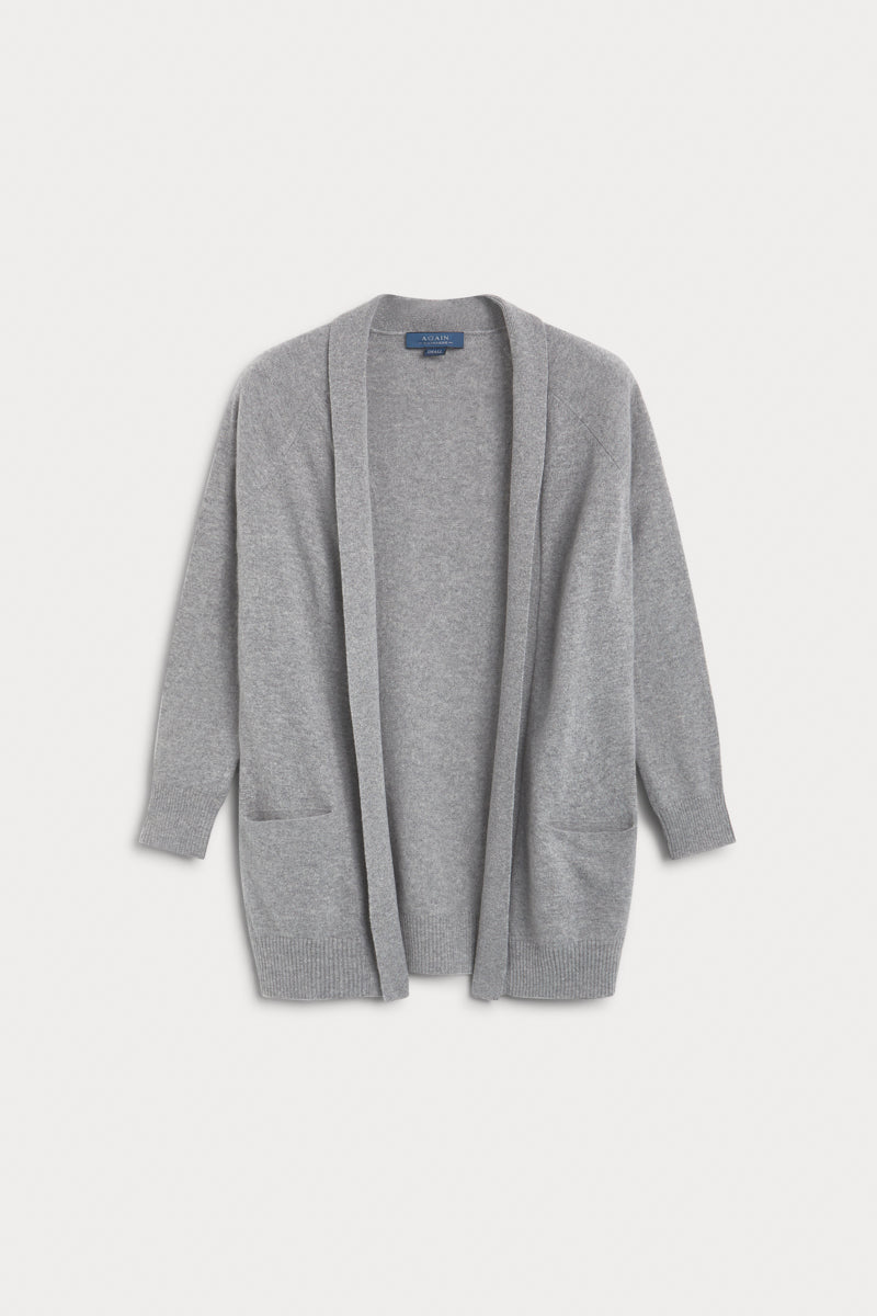 Cardigan larga cashmere gris 100% cashmere. AGAIN Cashmere