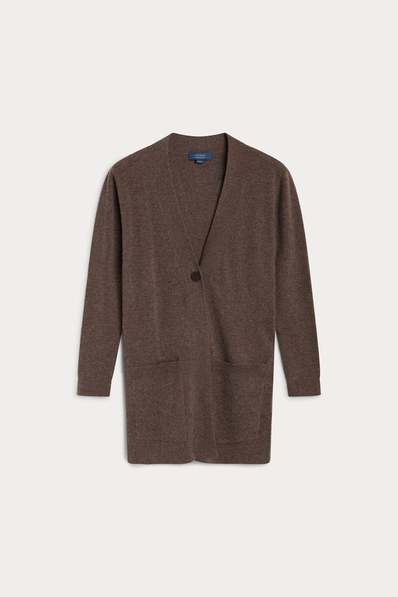 Cardigan larga 100% cashmere. Again cashmere marrón.