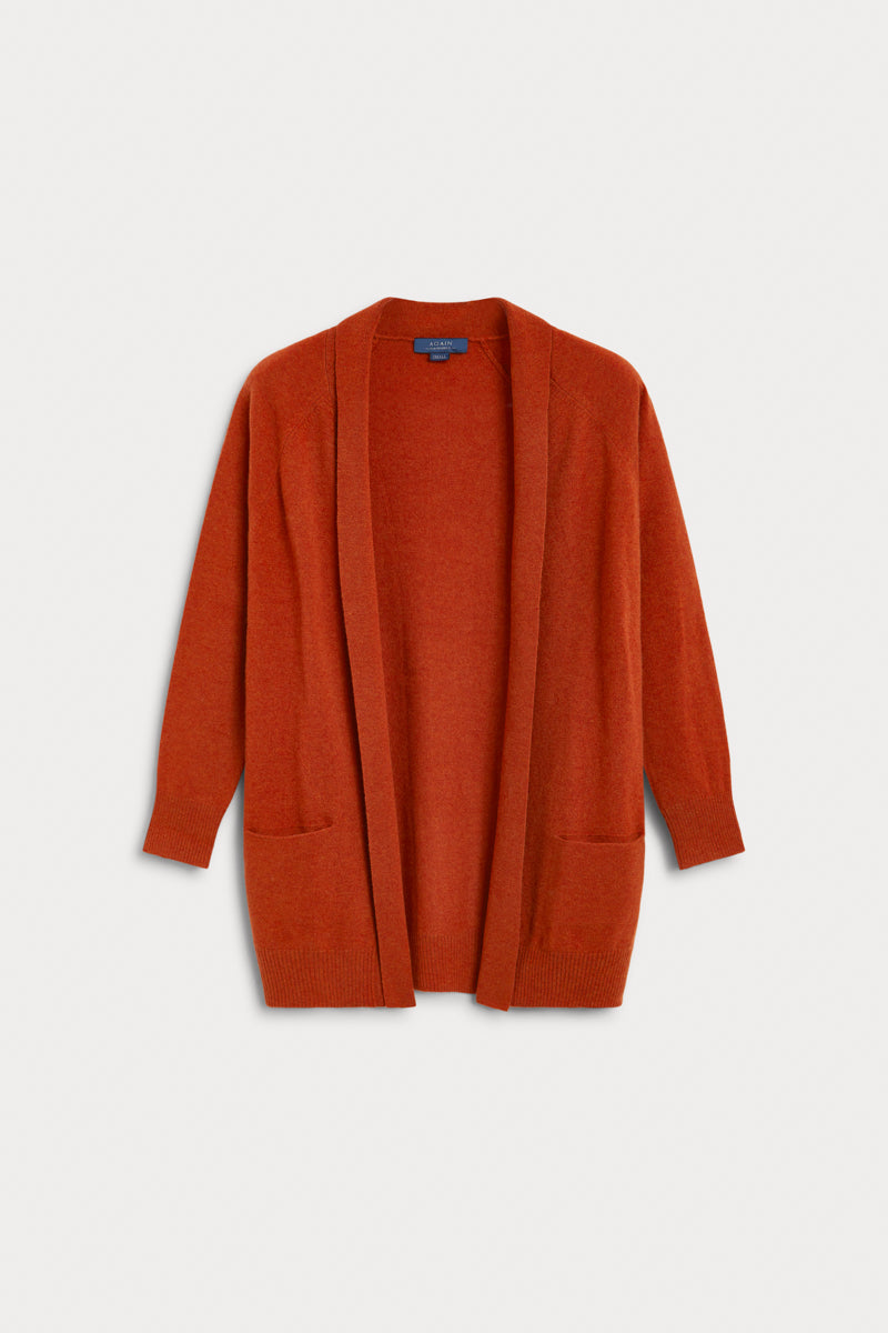 Cardigan larga cashmere naranja 100% cashmere. AGAIN Cashmere