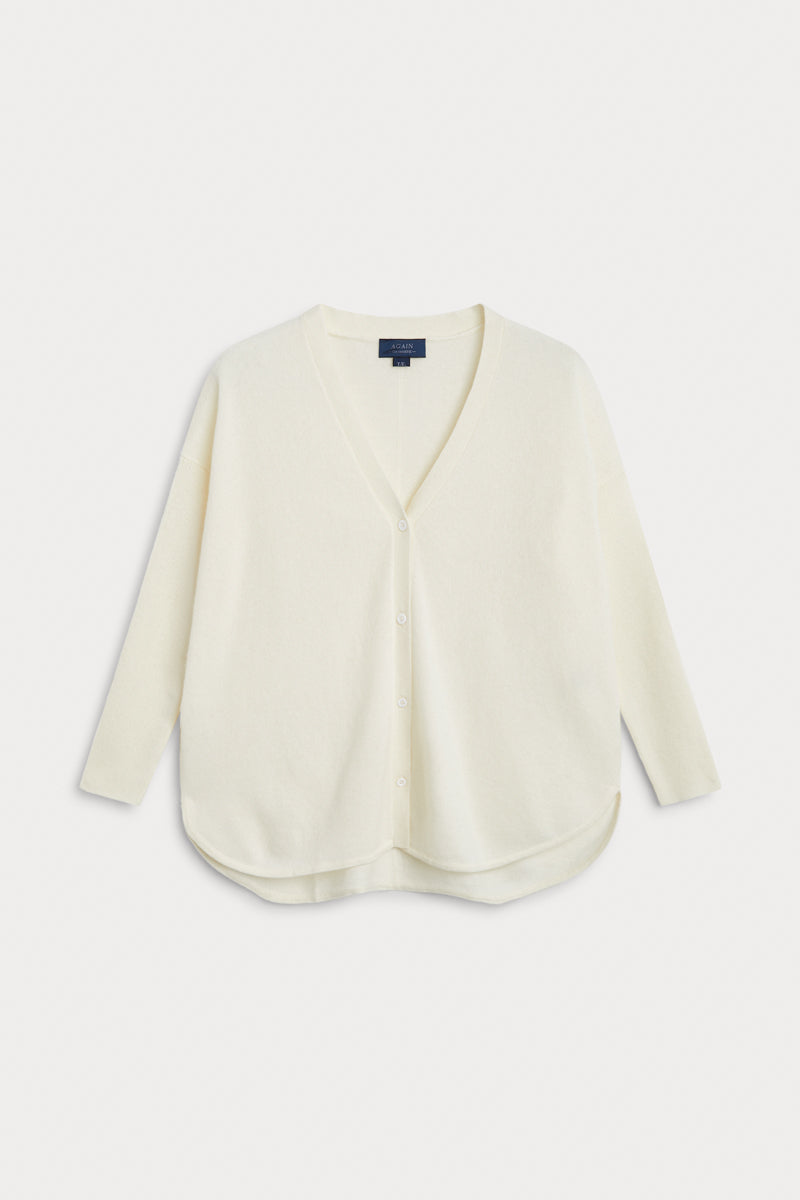 cardigan oversize cashmere blanco. 100% cashmere. AGAIN Cashmere.