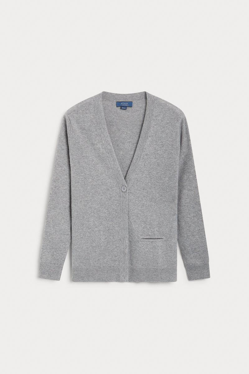 Cardigan pico cashmere gris 100% cashmere. AGAIN Cashmere.