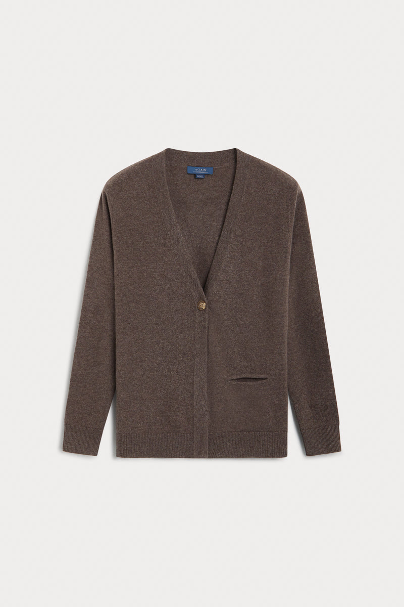 Cardigan pico cashmere marron 100% cashmere. AGAIN Cashmere.