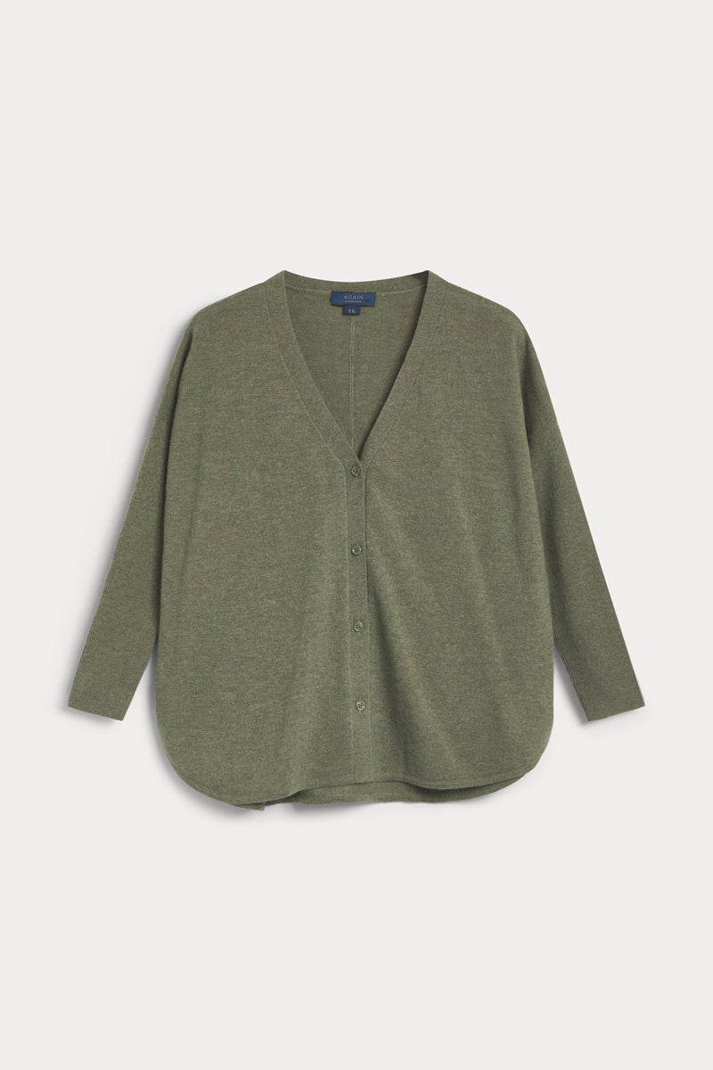 cardigan poncho mujer AGAIN cashmere verde oliva