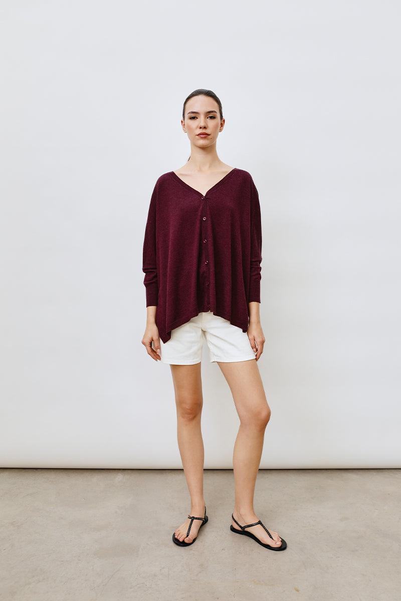 Cardigan poncho cashmere ultrafino seda 