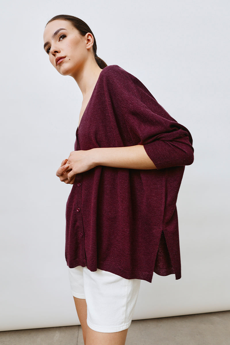 Cardigan poncho cashmere ultrafino seda 