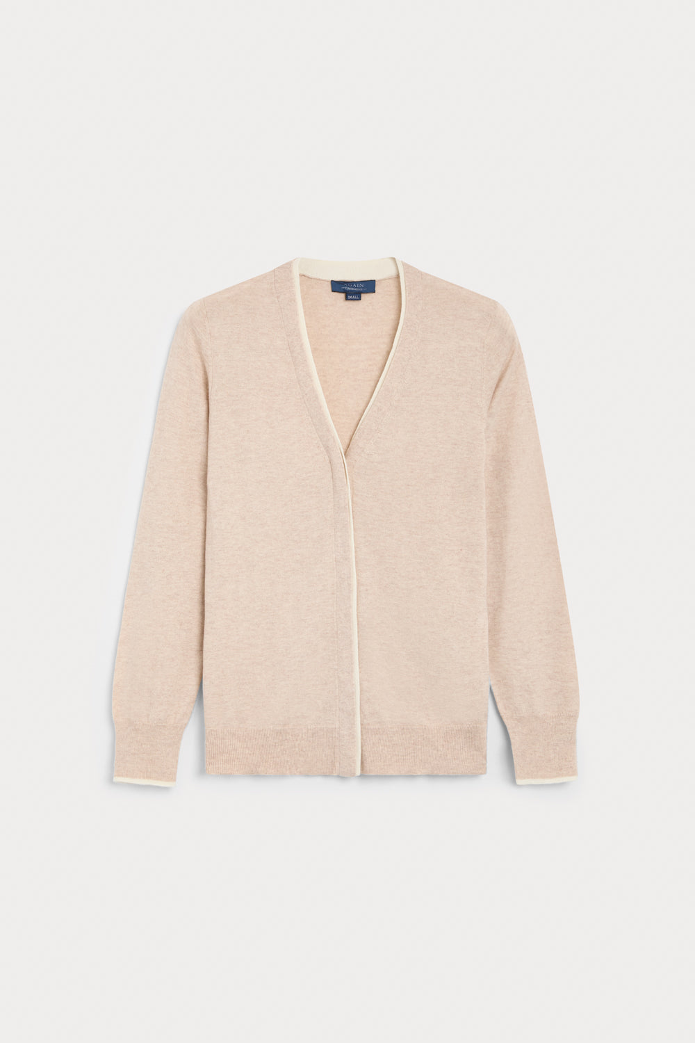 cardigan pico cashmere seda beige