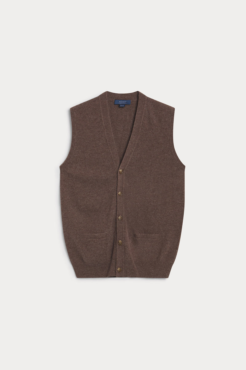 chaleco botones cashmere hombre marron