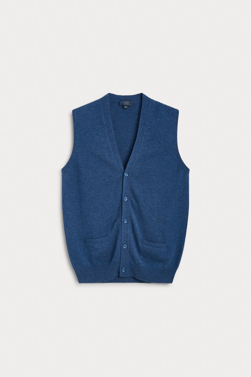 chaleco botones cashmere hombre azul medio AGAIN Cashmere