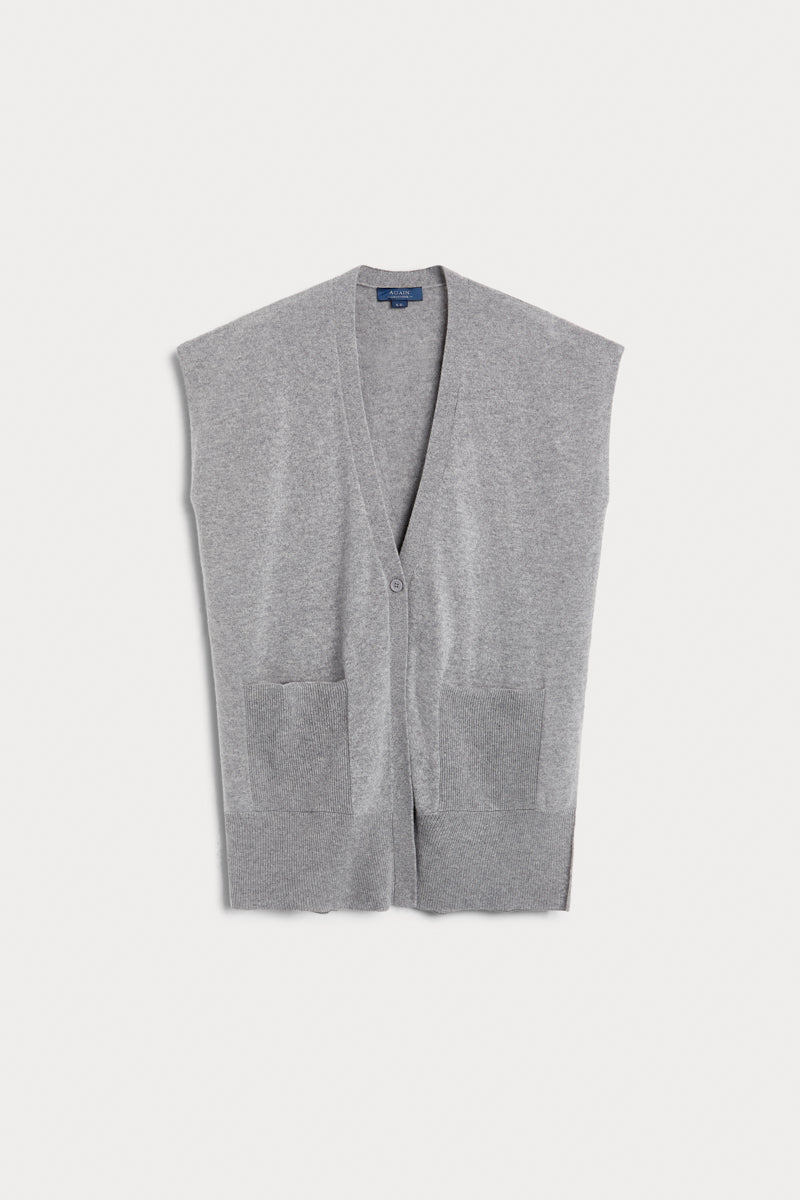 Chaleco largo gris 100% cashmere. AGAIN Cashmere.