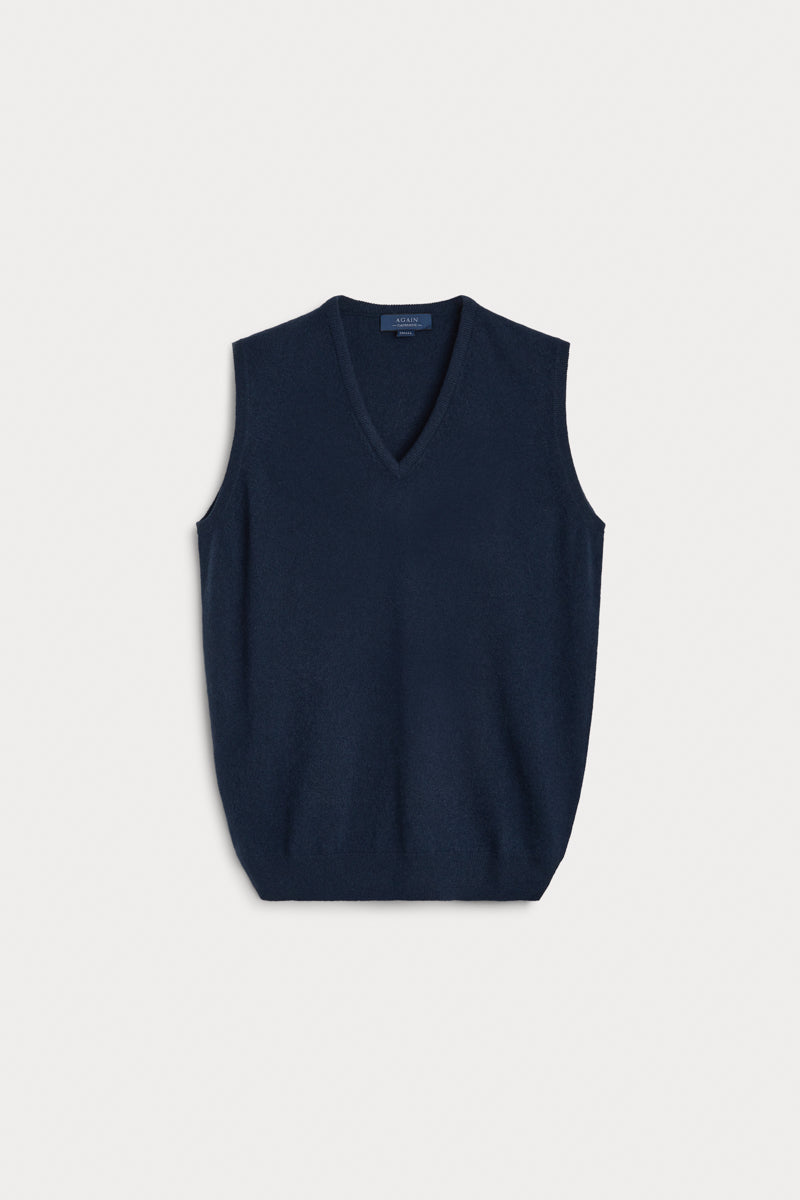 chaleco pico cashmere hombre azul noche AGAIN Cashmere