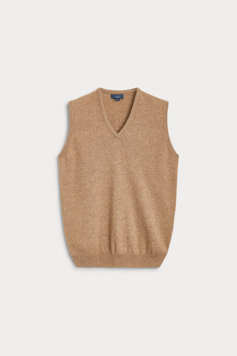 chaleco pico cashmere hombre camel AGAIN Cashmere