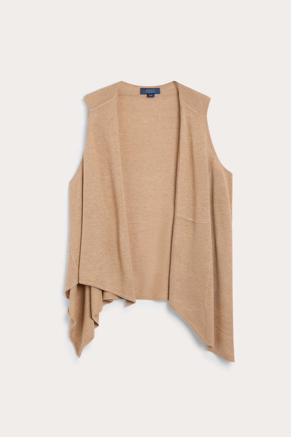 chaleco asimetrico cashmere seda camel