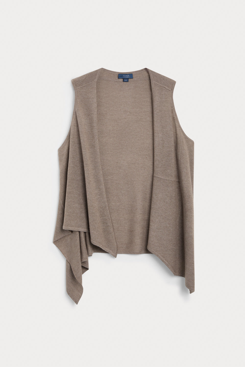 chaleco asimetrico cashmere seda mocha mousse 