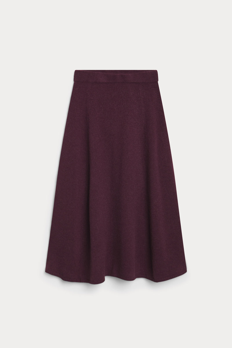 falda midi cashmere mujer red wine