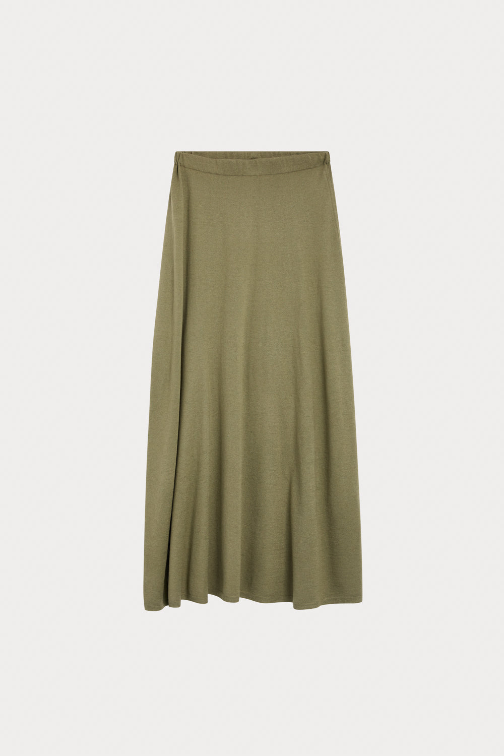 falda cashmere seda verde oliva