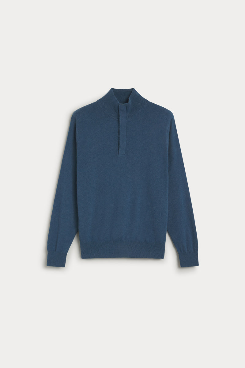 jersey cremallera de hombre AGAIN Cashmere azul medio
